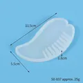 Translucent feather-shaped silicone mold for DIY epoxy resin hair combs with dimensions - No. 6 Comb (Feather Wing Style)