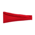 Detail of red elastic sports headband fabric texture shown folded on white background - Red