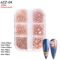 Coffee flatback pearl nail art kit with six sizes from 1.5mm to 5mm in organized box - 6-Grid Pearl ZZ04 (Coffee Flatback Pearls)