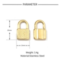 Detailed parameter diagram for heart lock charms in stainless steel with 20mm x 13mm dimensions - VG582-Gold Square Padlock