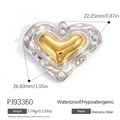 Pendaglio ad ali di cuore in acciaio inossidabile bicolore argento e oro con perla - Ciondolo a Cuore con Stella e Perla Artificiale (PJ93360)