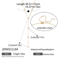 Dettaglio della collana a Y in acciaio inossidabile 18K con zirconi e dimensioni del prodotto - Stile Zirconia Quadrata (JDN0311144)