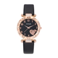 Orologio da donna oro rosa con quadrante a stella e cinturino in pelle nera - Nero