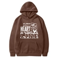 Brauner American Football Kapuzenpullover mit My Heart is on the Line Grafik - S / Oberteile / Braun (29)