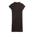 Elegant women's mock neck sleeveless slim fit short dress in deep dark coffee color - S / Coffee