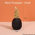 Decorazione moderna ananas nero in resina con foglie dorate, taglia piccola 14cm - Piccolo / Nero