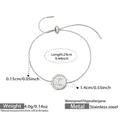 Größenangaben des verstellbaren Mond-Charm-Armbands aus poliertem Edelstahl-Finish - Silber