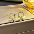 Elegant gold bow earrings with cat eye stones and sparkling crystals for women - 53# Micro-pave Bow Studs