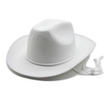 Classic white western cowboy hat with pink trim and adjustable drawstring for women - M(56-59CM) / White