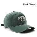 Verwaschene Retro-Baseballkappe in Dunkelgrün mit New York 1625 Stickerei - Dunkelgrün