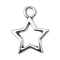 Hollow pentagram star charm in silver alloy with top ring for DIY jewelry making - Hollow Pentagram 12x14mm / Antique Silver
