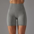 Pantaloncini da yoga grigi senza cuciture a vita alta con controllo addominale e push-up - S / Grigio AB