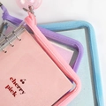 Glittering PVC cherry loose-leaf binder notebook with zipper closure in pastel colors - Blank / Blue