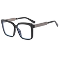 Gafas de sol cuadradas de gran tamaño en negro con elegantes detalles metálicos laterales - Montura Negra Lente Transparente