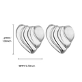 Detailed dimensions of silver heart earrings measuring 18mm by 27mm on white background - Narrow Heart Shape / Silver