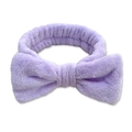 Soft light purple plush headband with a cute bow knot for washing face and skincare - Purple Headband 1pc