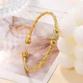 Elegant gold-plated bangle with spiral texture and micro-pave cubic zirconia accents - Size 5.6cm-Style 1