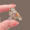 Exquisite gold bird brooch with colorful marquise stones and sparkling rhinestones - Full Diamond Colorful Bird (BC23Y0102)
