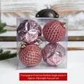 Set van 4 champagne kerstballen met diamantfacetten en glitter holle patronen - Set van 4 / Champagne