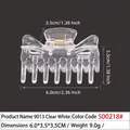 Pince à cheveux de taille moyenne en acrylique blanc transparent avec ressort doré - 6cm 7-Dents Transparent Blanc