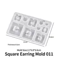 Translucent silicone earring mold for geometric square resin jewelry diy 11x6.8cm - Square Earring Mold 011