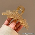 Elegante pinza per capelli color ambra da 10cm a forma di spiga con fiocco - Spiga di Grano Sirena