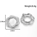 Silver geometric earrings with hammered texture finish and twisted ring design for women - Silver Hammered Loop (YE-048) / Silver (YE-048)