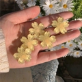 Handheld view of a yellow translucent cherry blossom hair clip with daisy background - 2# Yellow Cherry Blossom 5Pcs Set
