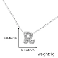 Silver-toned letter R pendant necklace with sparkling cubic zirconia and dimensions - Silver Letter-R