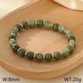 Elastisches Perlenarmband mit 8mm grünen Tigerauge-Steinen und silbernen Trennern - Grüner Jade Stil (KB183238-TLX)