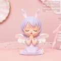 Cute purple angel bunny resin piggy bank with wings in prayer pose 16x11x22cm - Large Purple Money Box