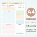A4 daily planner spiral notebook with 52 pages for task tracking and goal setting - A4 Daily Plan - Nude Pink