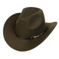 Dark olive green western cowboy hat with black leather band and gold buckle details - M (56-58cm) / Army Green (169-L)