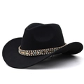 Cappello da cowboy western nero classico con fascia intrecciata e tesa larga - M(56-58CM) Regolabile / Nero