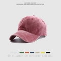 Retro washed cotton baseball cap in faded red with a classic six-panel structure - Plain Style / Burgundy