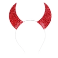 Halloween devil horn headband with shiny red sequins for cosplay costume parties - One Size / Red