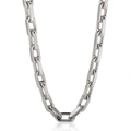 Collana classica in acciaio inossidabile argento con maglie cubane lucide e giunti quadrati - Collana Argento (8mm)