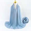 Light blue pearl chiffon long scarf with bubble texture for women in elegant drape - Light Blue