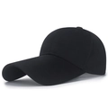 Classic black baseball cap in cotton twill with an extended curved brim for sun protection - Adjustable / Black
