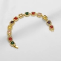 18k gold plated bracelet with colorful square zircon stones and a folding clasp - Colorful