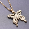 18k gold plated stainless steel butterfly pendant necklace with detailed cutout wings - Necklace / Gold