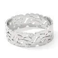 Brazalete plateado con diseño de hojas huecas y circonitas blancas en acero inoxidable - Plateado (PAS810)