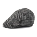 Berretto invernale a quadri grigi per uomo anziano con caldi paraorecchie protettivi - M (56-60cm) / grigio scuro