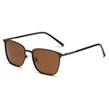 Gafas de sol polarizadas marrones con montura fina de metal y patillas negras - Montura Negra Lentes de Té