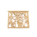 Baroque style gold Egyptian pharaoh brooch with vintage metallic texture in cutout design - Egyptian Relief