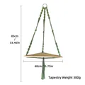 Étagère d'angle bohème verte faite main en corde de coton et bois, taille 85x40cm - Vert