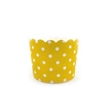 Yellow polka dot cupcake liner with scalloped edges for heat resistant baking use - Deep Yellow Polka Dot