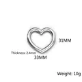 Detail showing 33mm x 31mm hollow heart pendant dimensions and polished steel finish - Large Heart Pendant