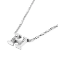 Polished silver stainless steel necklace with sparkling crystal encrusted letter H pendant - Letter H Style (KN88579-KLB)