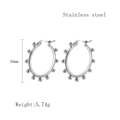 Minimalist 30mm stainless steel hoop earrings with silver beads in a sleek design - One Pair / Silver